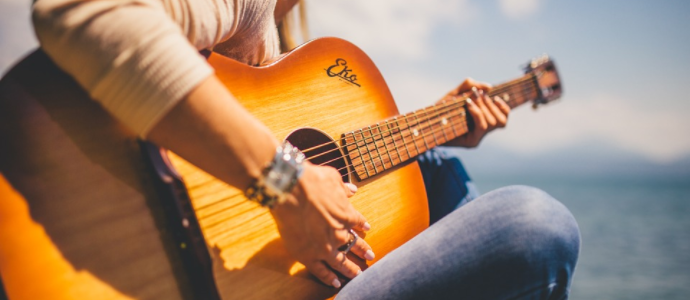 playing a guitar